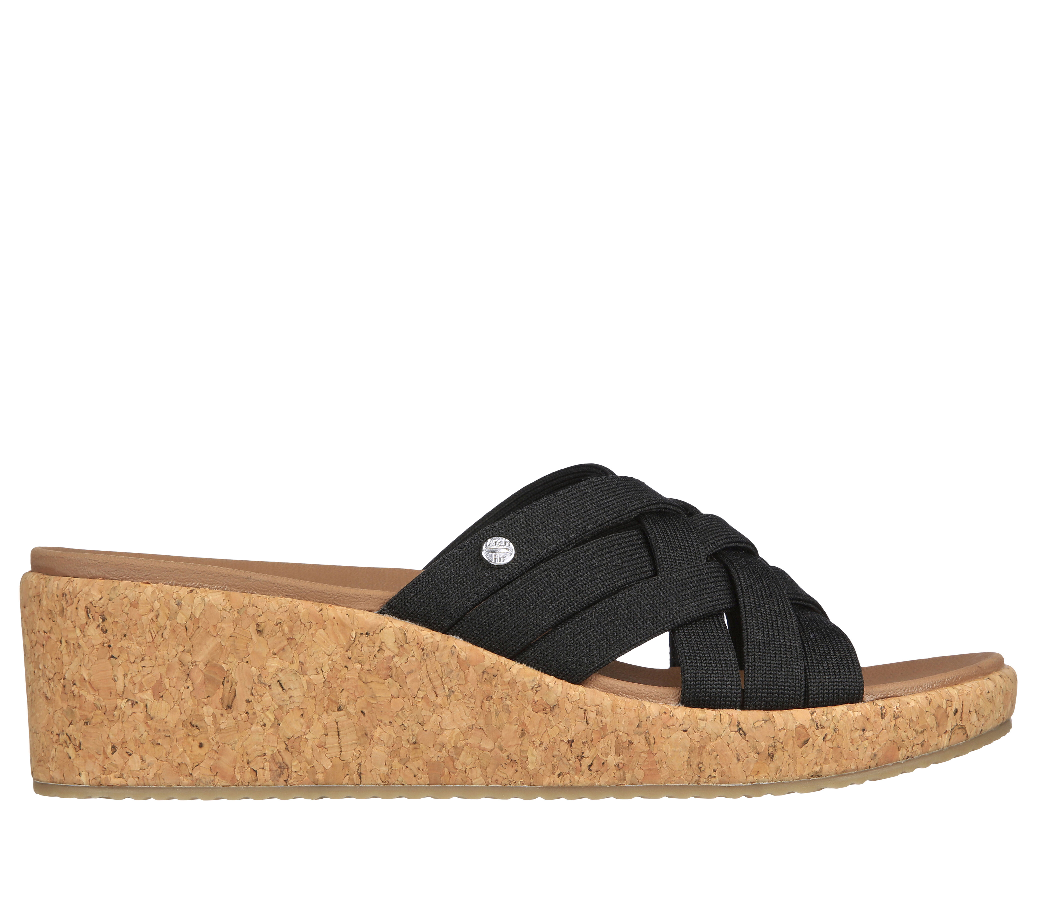 Onlineshoe Black Low Heel Wedge Sandal - Double Ankle Strap - Black - WOMENS  from Onlineshoe UK